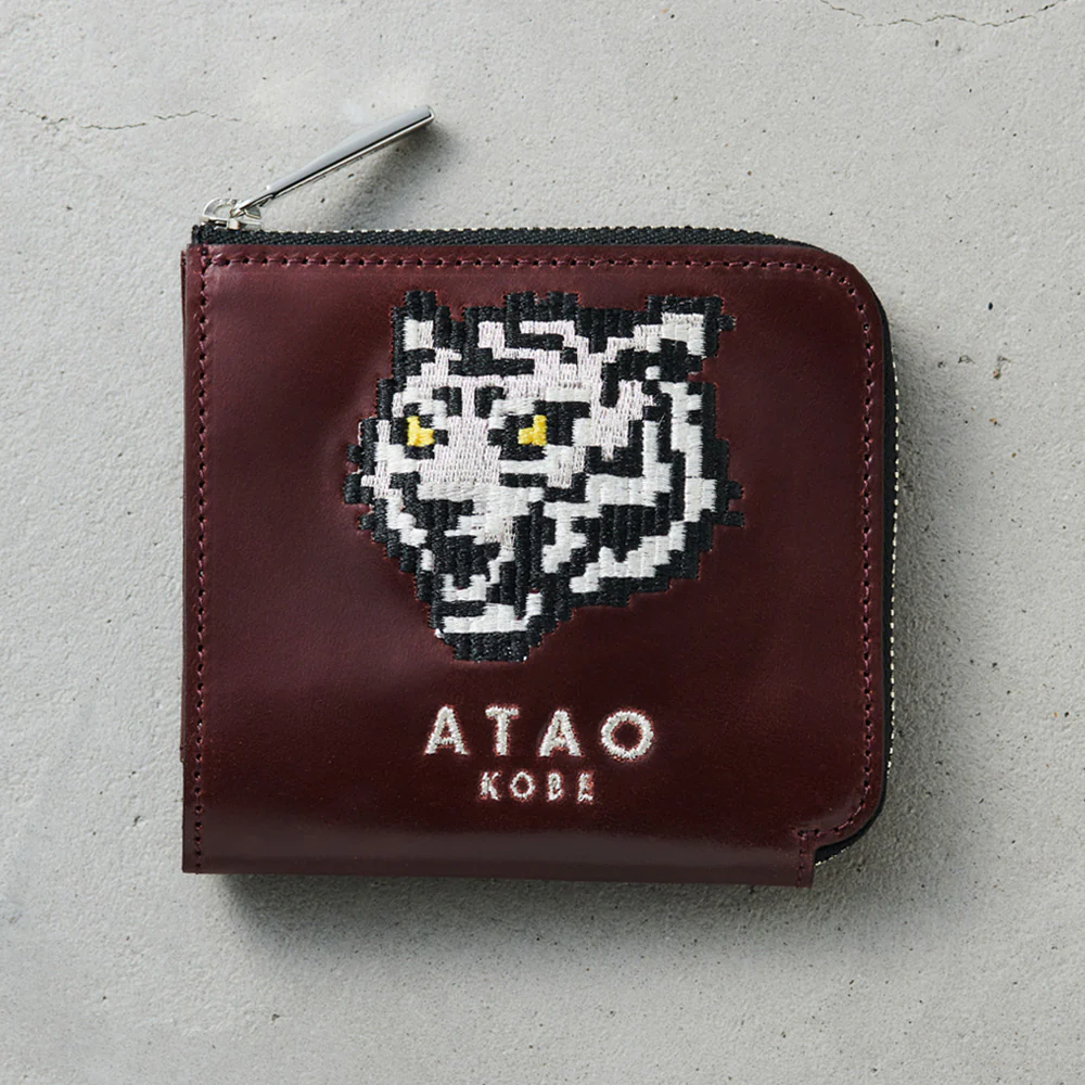 【限定】希少なコードバンのミニ財布|銀糸で刺繍されたホワイトタイガー(白虎) - Image 3